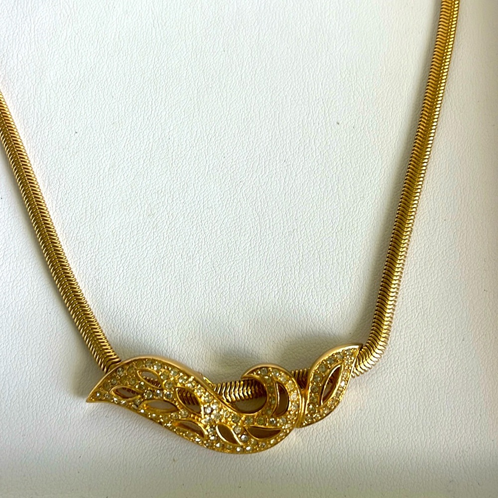 NWT Vintage Christian Dior gold tone slide necklace. 16" - Picture 2 of 5